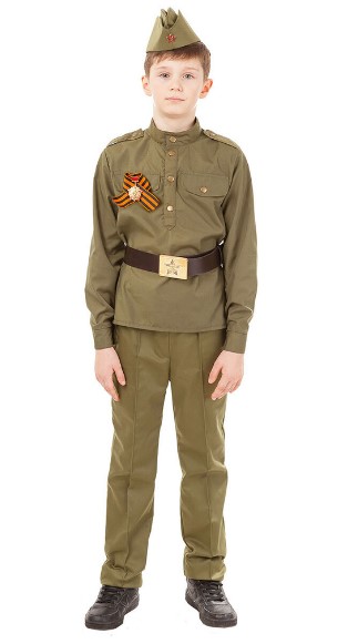 1944-121 Костюм Солдата детский Люкс с георгиевской ленточкой, РАСПРОДАЖА