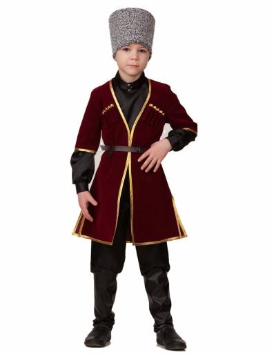 1170-92 Костюм Кавказский для мальчика, бордо, бархат R напрокат и купить в Казани по низкой оптовой цене, доставка по всей России