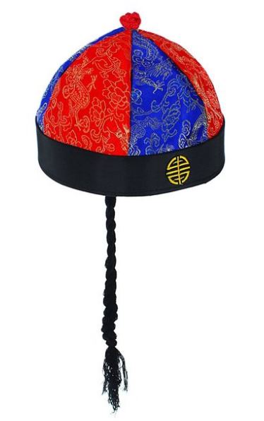 9864-2 Шляпа китайская с косичкой