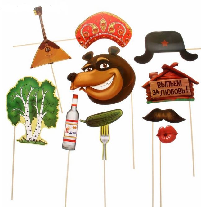 8662-4 Набор фотобутафории Русское народное, 10 предм напрокат и купить в Казани по низкой оптовой цене, доставка по всей России