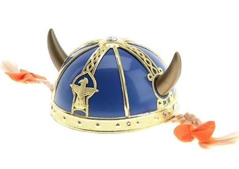 9066-22 Шлем Викинга синий с косичками напрокат и купить в Казани по низкой оптовой цене, доставка по всей России