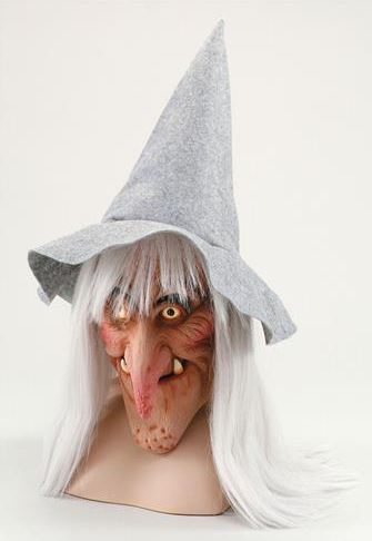 8872-5 Маска ведьмы в серой шляпе напрокат и купить в Казани по низкой оптовой цене, доставка по всей России