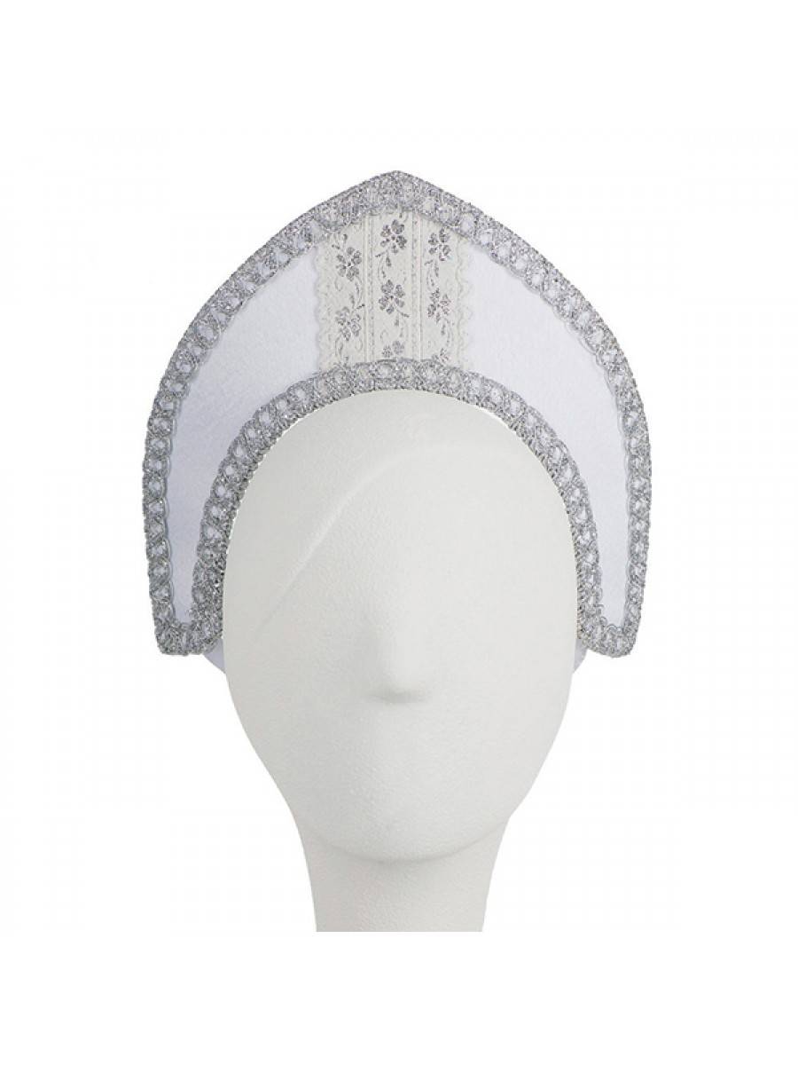 3070-63 Кокошник Сонечка белый-серебряный напрокат и купить в Казани по низкой оптовой цене, доставка по всей России