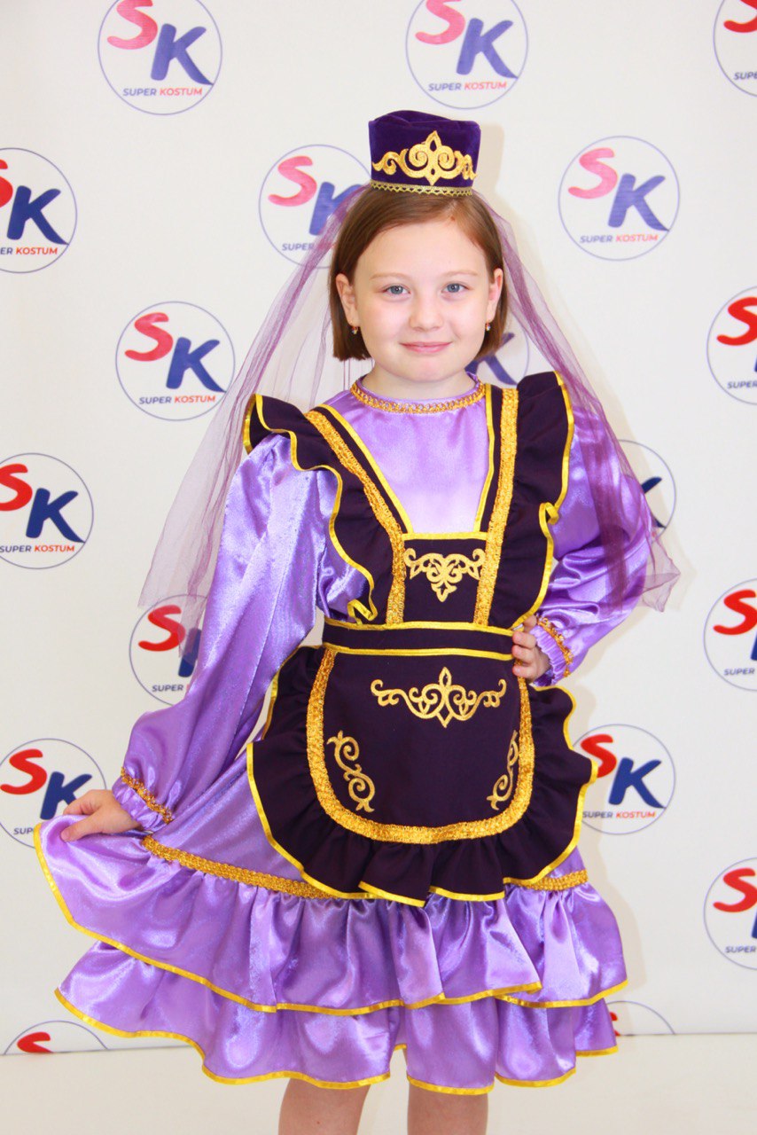1110-42 Татарский национальный костюм для девочки с фартуком