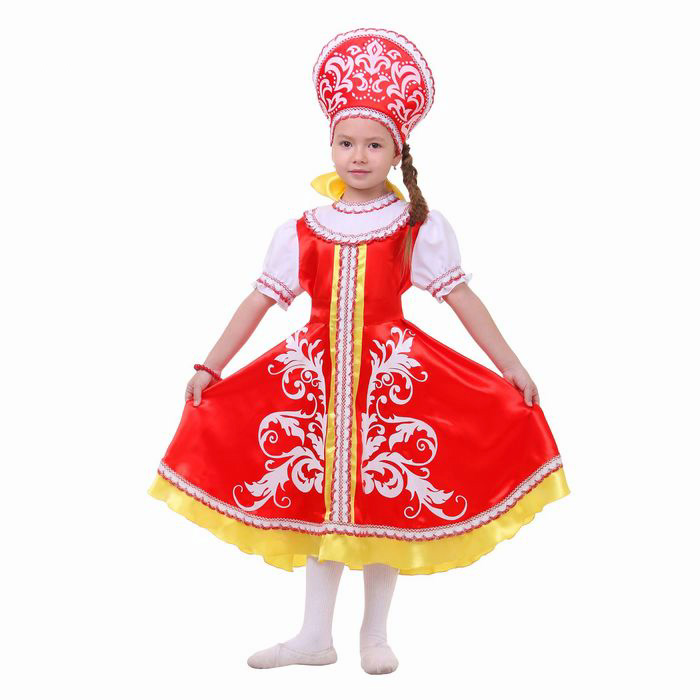1100-144 Костюм Русский для девочки, красный