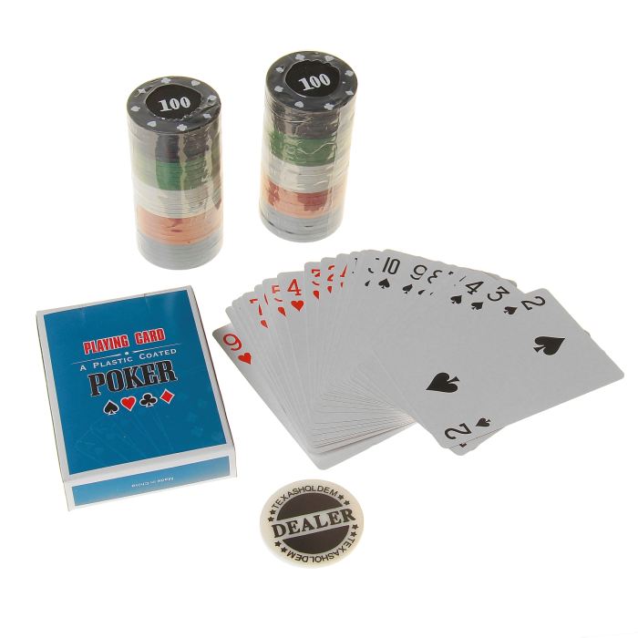 4616-22 Набор для покера: колода карт 54 шт., 48 фишек без номинала напрокат и купить в Казани по низкой оптовой цене, доставка по всей России