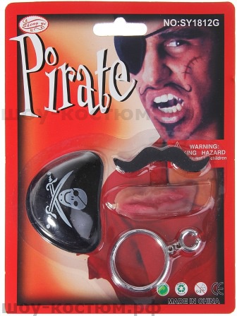 5022-6 Повязка пирата люкс (красная) напрокат и купить в Казани по низкой оптовой цене, доставка по всей России