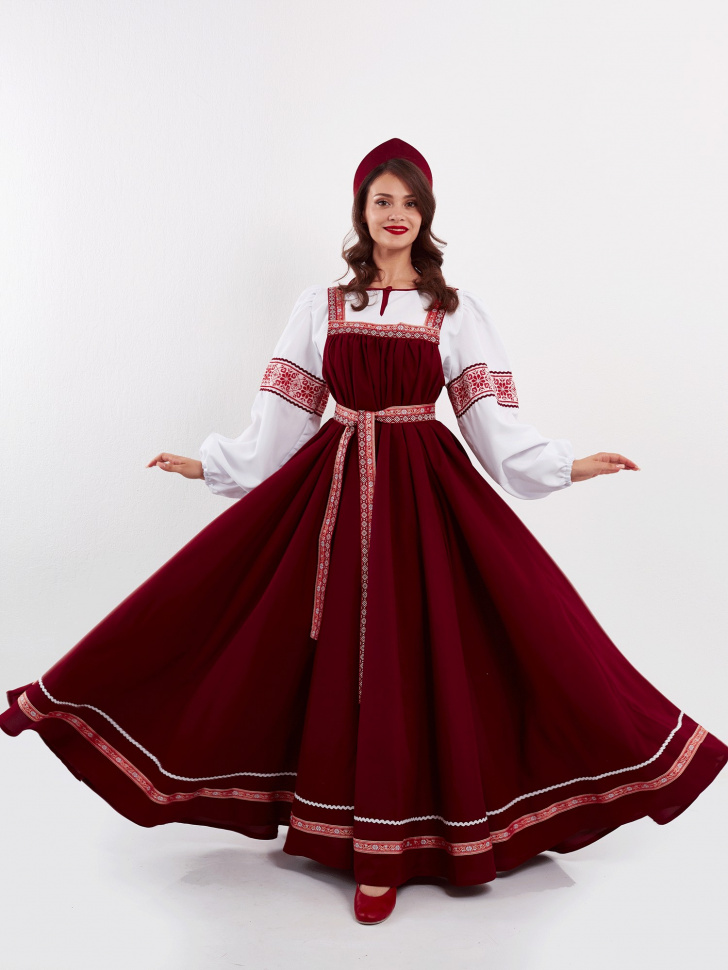 2200-842 Костюм народный Вера, бордовый
