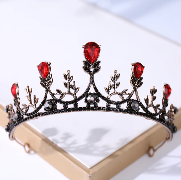 8885-41Тиара винтажная в стиле барокко БОРДО