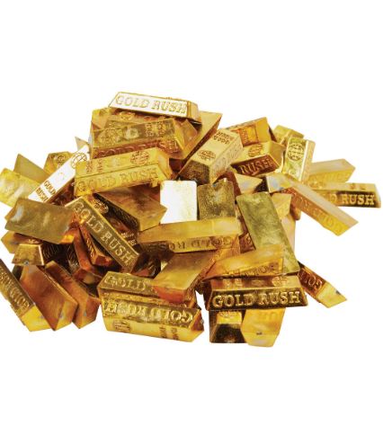 Золотые слитки пиратские маленькие (упаковка) напрокат и купить в Казани по низкой оптовой цене, доставка по всей России