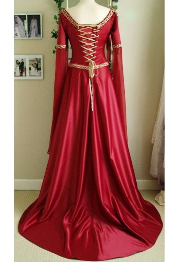 2001-12 Платье эпохи Возрождения, красное атлас р.42-44