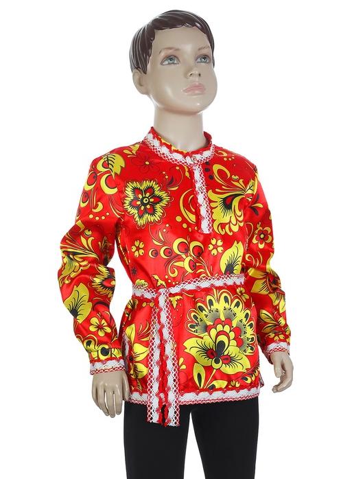 1105-98 Рубашка русская Хохлома, детская красная , атлас R напрокат и купить в Казани по низкой оптовой цене, доставка по всей России