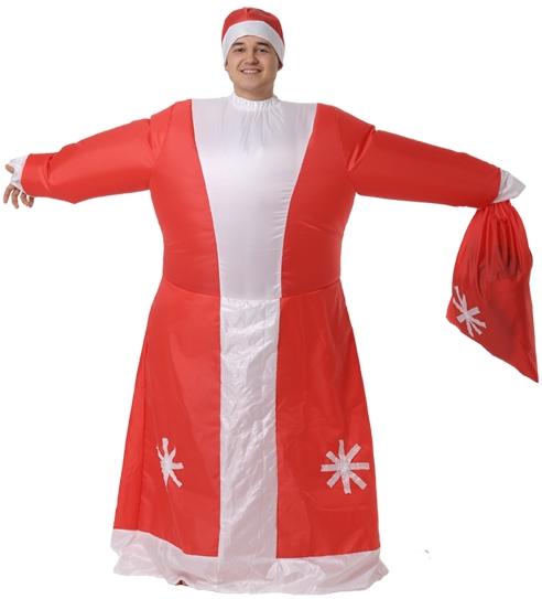 2609-12 Надувной костюм Дед Мороз в красном напрокат и купить в Казани по низкой оптовой цене, доставка по всей России