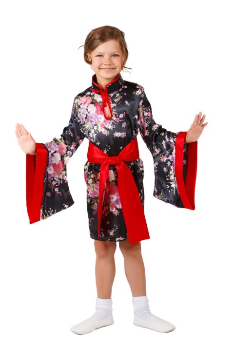 1140-23 Костюм Китаянки черный,с красной отделкой R напрокат и купить в Казани по низкой оптовой цене, доставка по всей России
