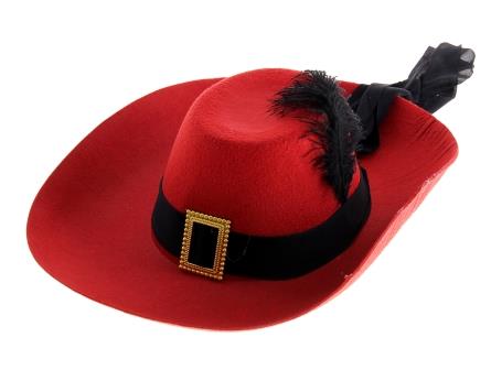 6637-1 Шляпа мушкетера красная напрокат и купить в Казани по низкой оптовой цене, доставка по всей России